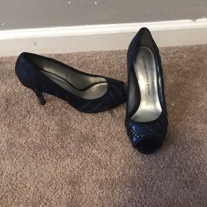 Navy sparkle heels